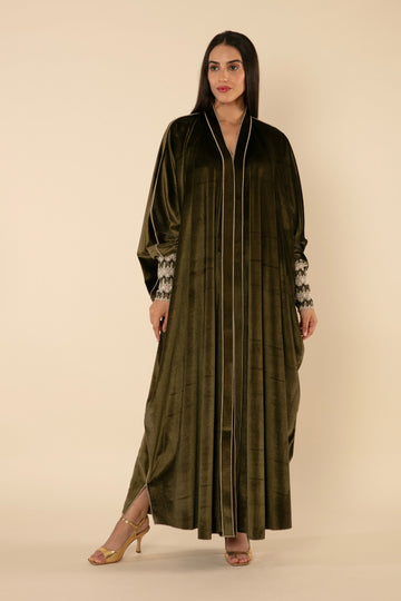 VERDANT VELVET STRETCH ABAYA